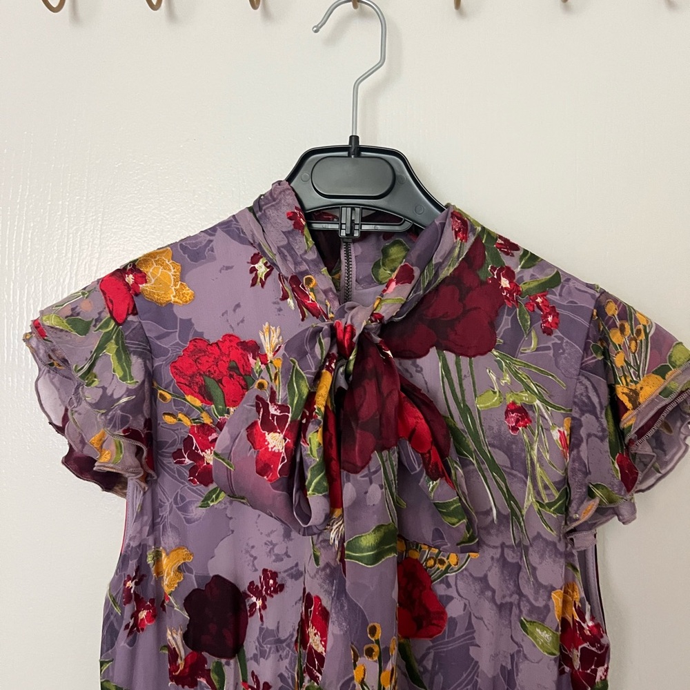 Alice + Olivia Water Lotus Lavender Floral Mini Dress (Size 0) NWT - Picture 5 of 9